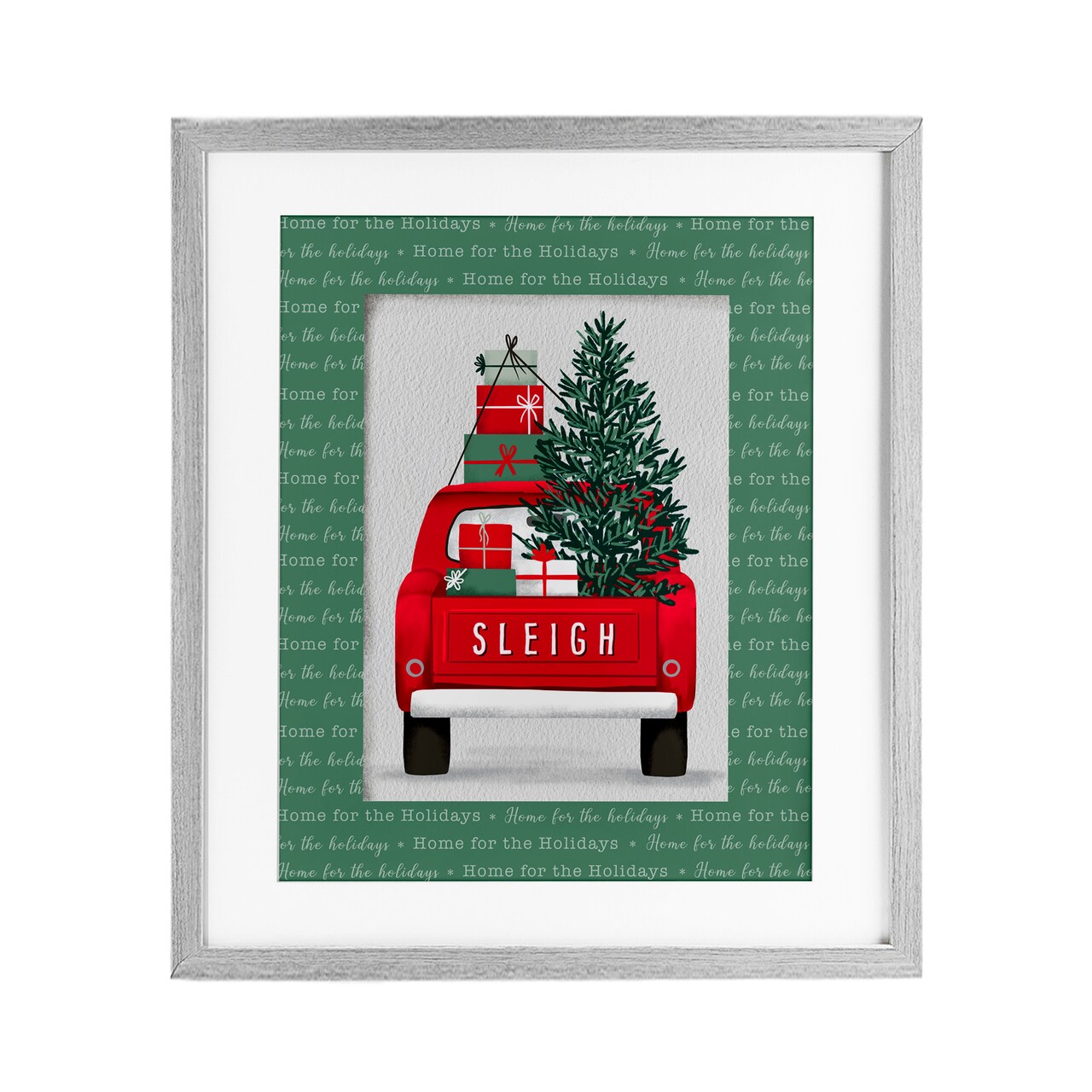 Stupell Industries Sleigh Truck with Christmas Phrases Framed Print Under Glass, design by Jilly Jack Designs